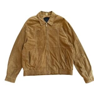 TORRAS Suede Bomber Jacket Mens Tan‎ Leather Zip Front Casual Outerwear XL